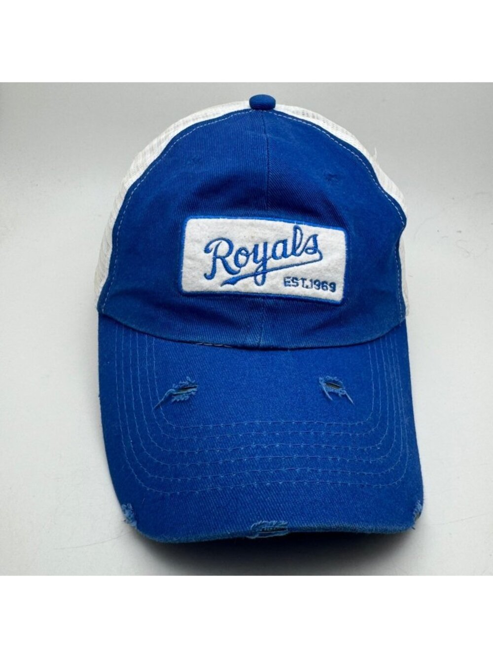 Kansas City Royals Trucker Hat The KC Steak Company Blue White Distressed
